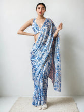 Chinon Digital Print Ready To Wear Saree With Blouse Piece-MWB-VP5011-SKY